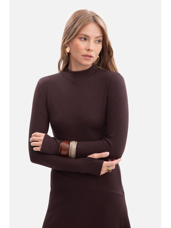 BeWear BeWear Sukienka dzianinowa b299 Brązowy Baggy Fit