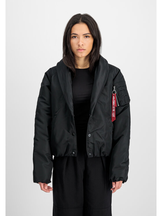 Alpha Industries Alpha Industries Kurtka bomber MOD Fur Bomber Jacket Women Czarny Relaxed Fit