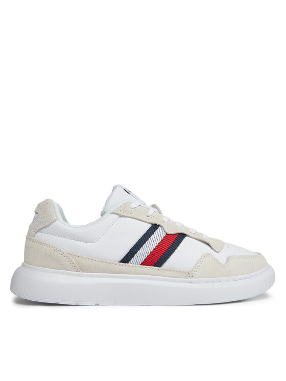 Sneakers Tommy Hilfiger Light Cupsole Lth Mix Stripes FM0FM04889 White YBS