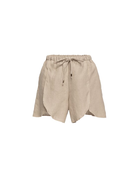 Sidro Sidro Szorty materiałowe lniane szorty Beżowy Comfortable Fit