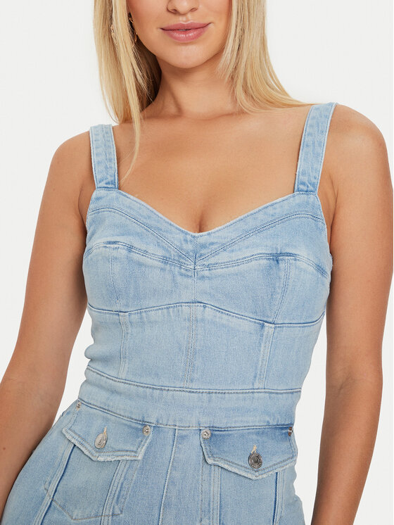 Guess Guess Džinsinė suknelė Lidia W4YK02 D5DX2 Mėlyna Slim Fit