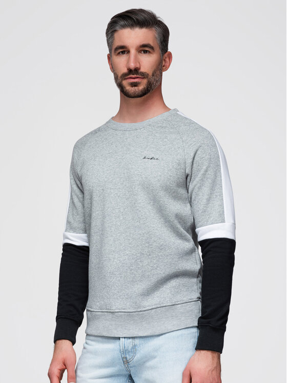 Ombre Ombre Mikina OM-SSNZ-22FW-003 Světle šedá Regular Fit