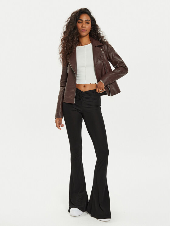 YAS YAS Кожено яке Sophie 26018510 Кафяв Regular Fit