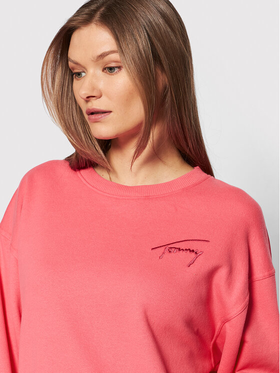 Tommy Jeans Tommy Jeans Bluza Signature Crew DW0DW12041 Różowy Relaxed Fit