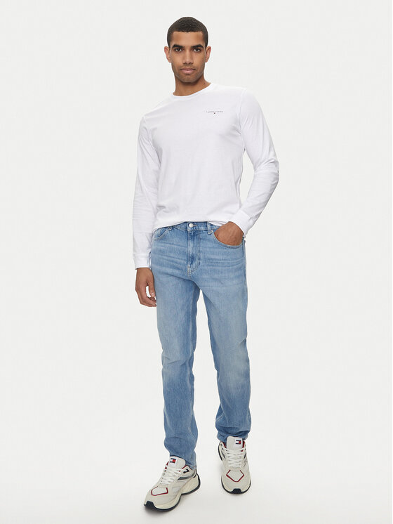 Tommy Jeans Tommy Jeans Hosszú ujjú Linear DM0DM18551 Fehér Slim Fit