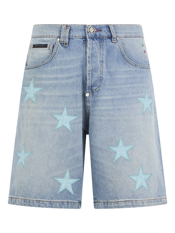 PHILIPP PLEIN PHILIPP PLEIN Szorty jeansowe 30265 Niebieski Regular Fit