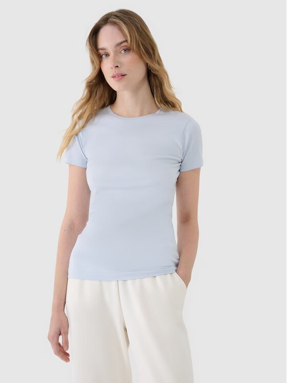 4F 4F Tričko 4FWSS25TTSHF1995-34S Modrá Slim Fit