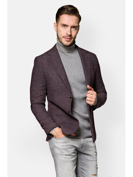 Lancerto Lancerto Marynarka Roskilde Bordowy Slim Fit