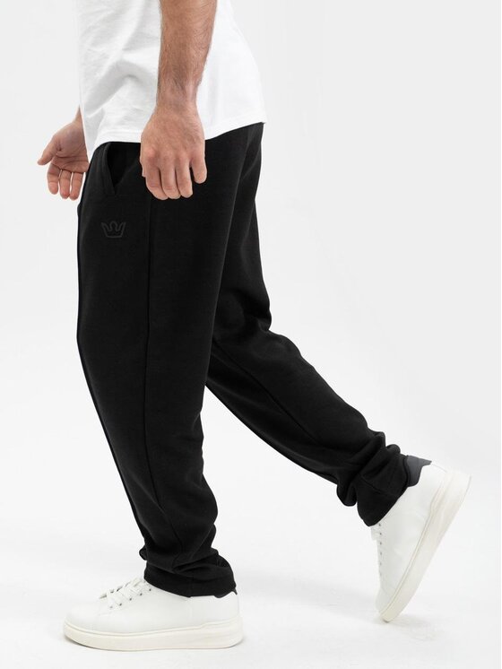 Spodnie dresowe, rozmiar L, Czarne, Spodnie Dresowe Męskie Czarne Jigga Wear Gum Simple Crown XXL