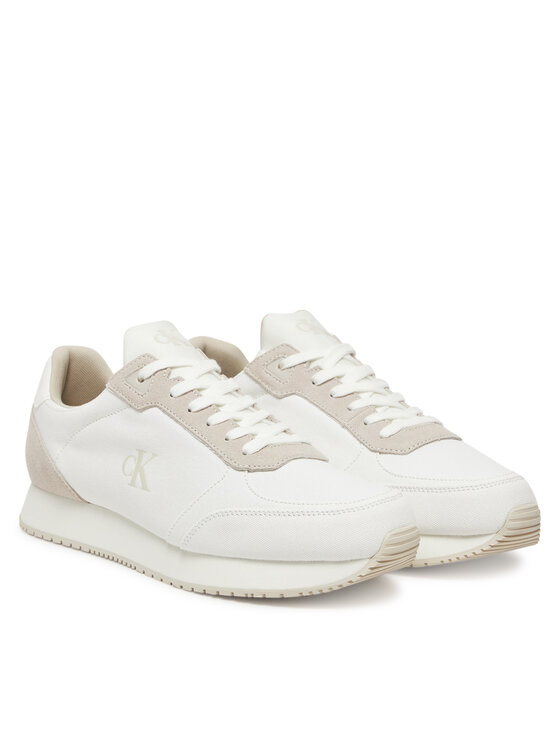Calvin Klein Jeans Calvin Klein Jeans Sneakersy Runner Sock Laceup Mg Canvas YM0YM01217 Bílá