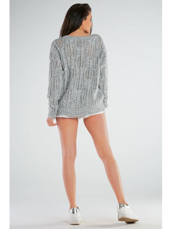 Awama Awama Sweter A444 Szary Basic Fit