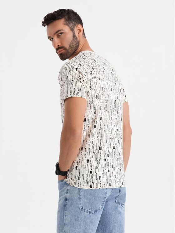 Ombre Ombre T-Shirt OM-TSFP-0225 Écru Regular Fit