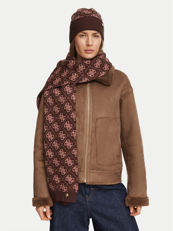 Guess Guess Komplekti kuuluvad sall ja müts GFBOX WP6401 Pruun