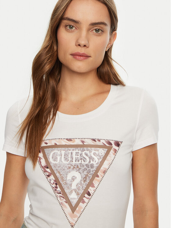 Guess Guess Tricou W5RI22 J1314 Alb Regular Fit