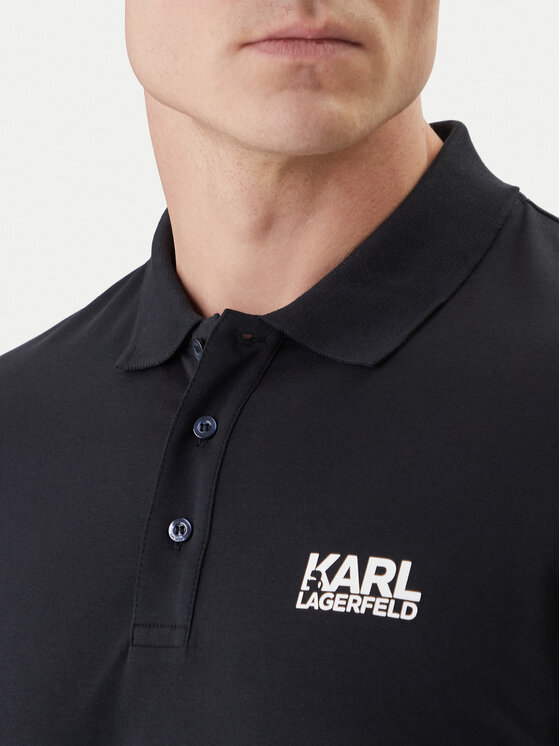KARL LAGERFELD KARL LAGERFELD Тениска с яка и копчета 745780 562235 Тъмносин Regular Fit