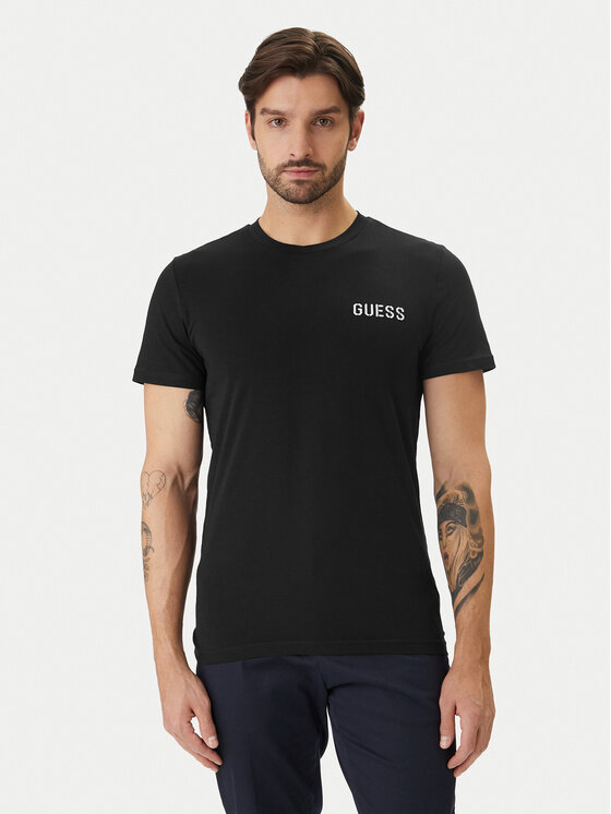 Guess Tricou U6GM03 K6YW1 Negru Slim Fit
