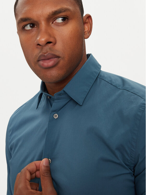 Sisley Sisley Krekls 5CNX5QL19 Zils Slim Fit