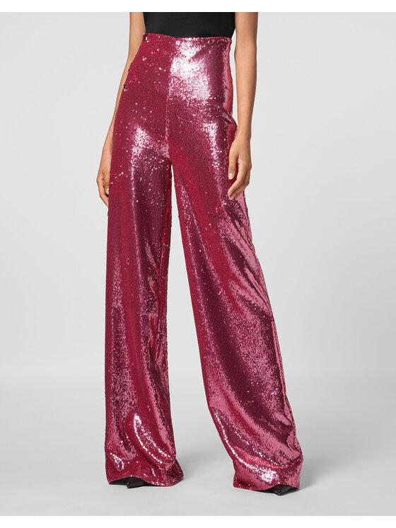 PHILIPP PLEIN PHILIPP PLEIN Bavlnené nohavice 4273 Ružová Flare Fit