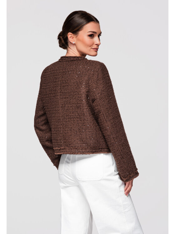 Ombre Ombre Marynarka OW-BLZB-0105 Brązowy Regular Fit