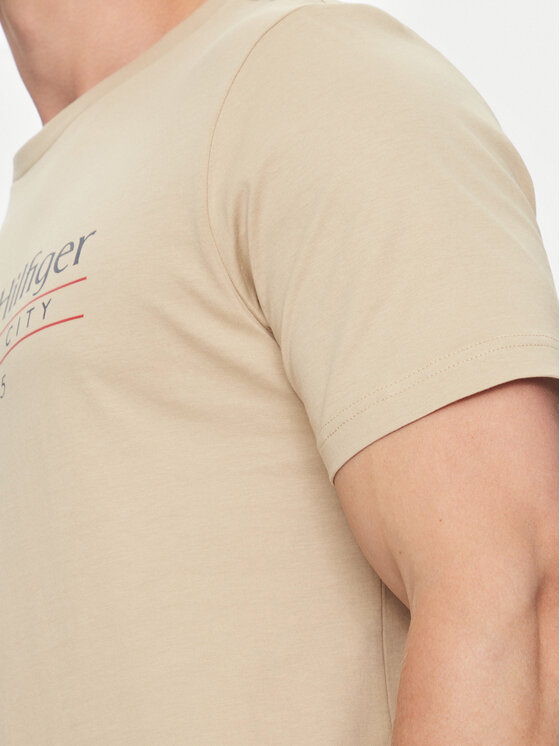 Tommy Hilfiger Tommy Hilfiger Tricou Center Stack MW0MW38621 Bej Regular Fit
