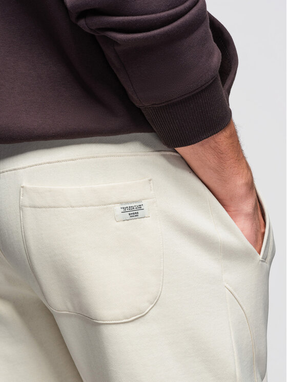 Ombre Ombre Spodnie dresowe OM-PABS-0305 Kremowy Regular Fit