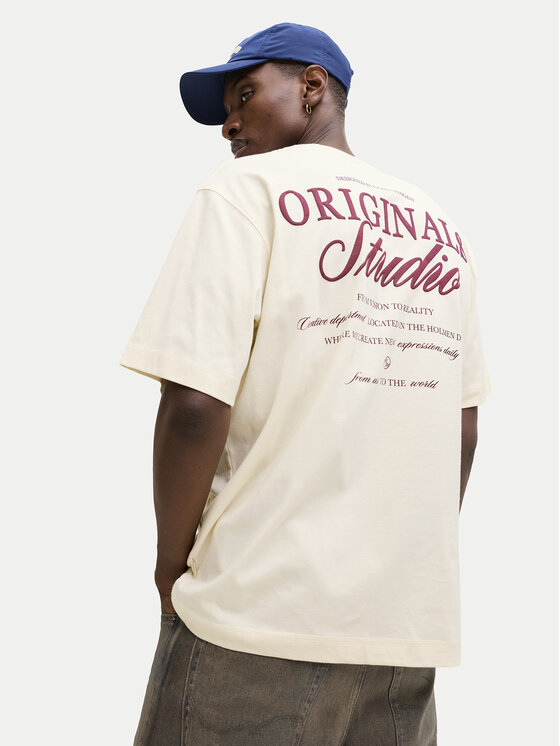 Jack & Jones Jack & Jones T-krekls Norrebro Typo 12282898 Écru Regular Fit