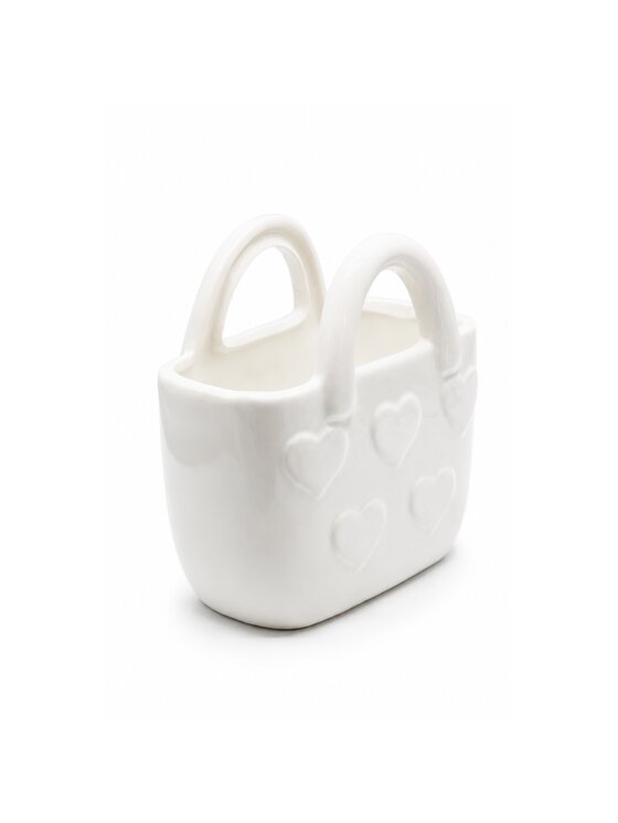 MIAhome MIAhome Wazon ceramiczny TORBA w serca Biały