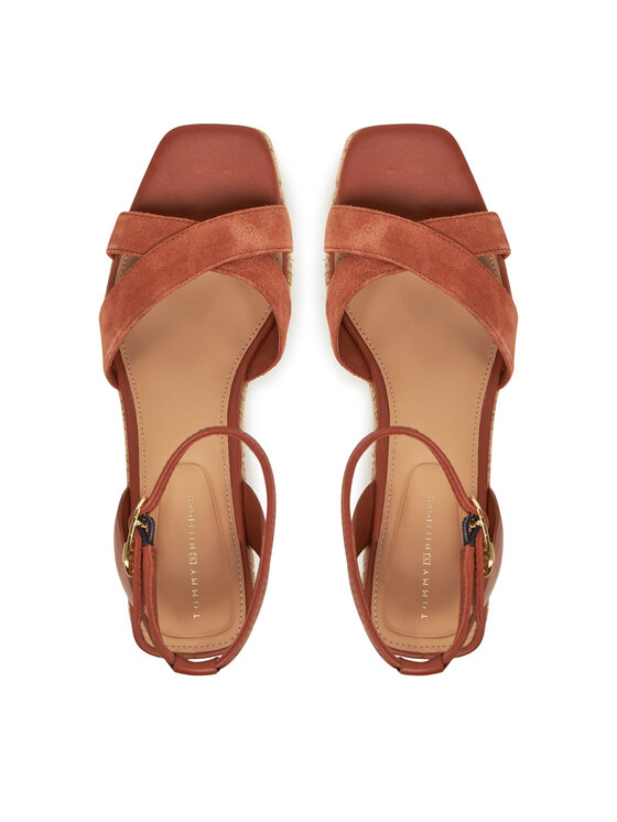 Tommy Hilfiger Tommy Hilfiger Espadrile Leather & Suede Mid Wedge Espad FW0FW08804 Rjava
