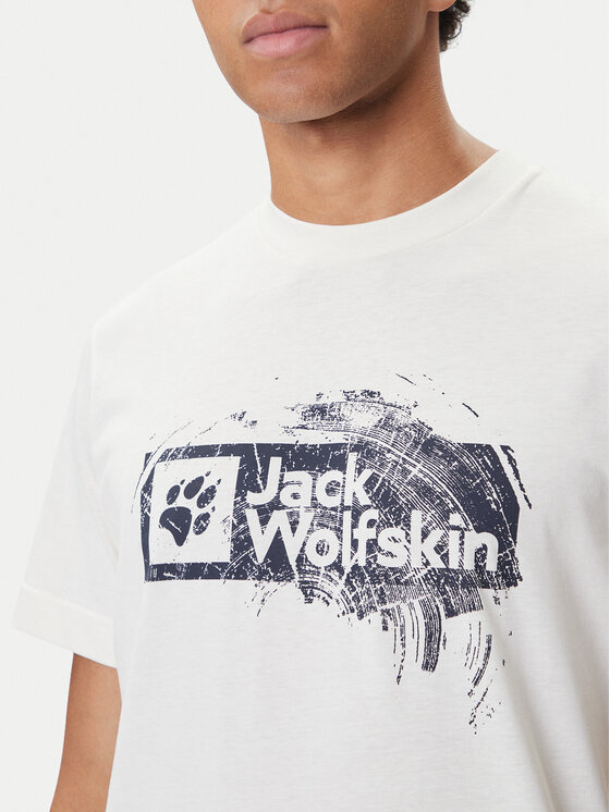 Jack Wolfskin Jack Wolfskin T-Shirt Brand T A64116 Εκρού Regular Fit