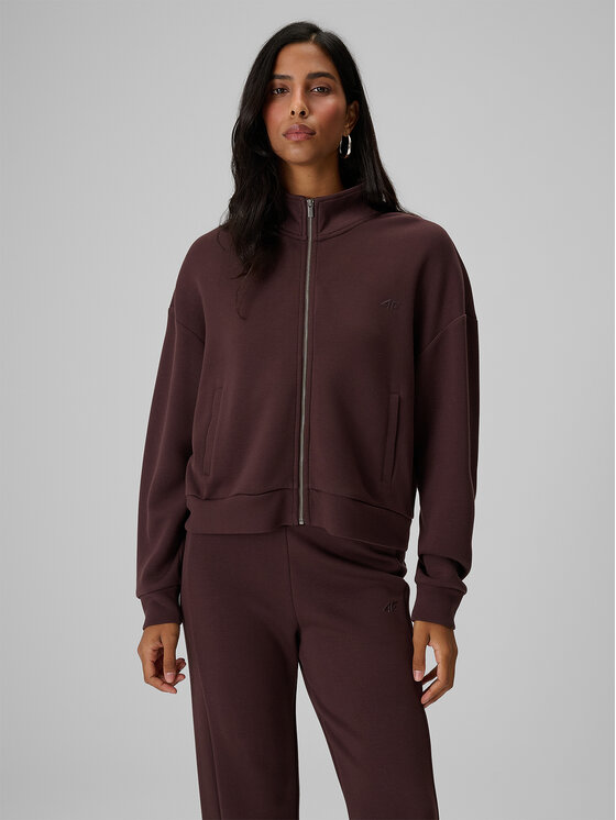 4F 4F Bluza ESSENTIAL Brązowy ciemny Loose Fit