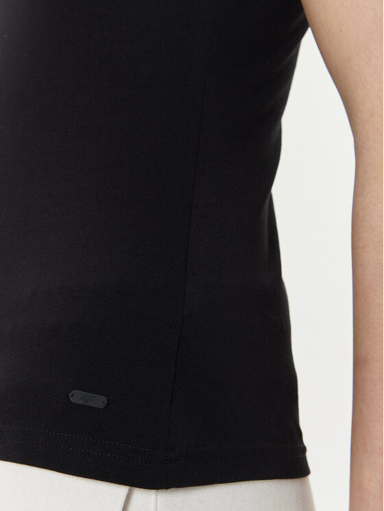 4F 4F Tričko 4FWSS24TTSHF1359 Čierna Slim Fit