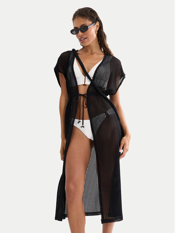 Triumph Triumph Kimono Beach MyWear Crochet 10226433 Černá Relaxed Fit