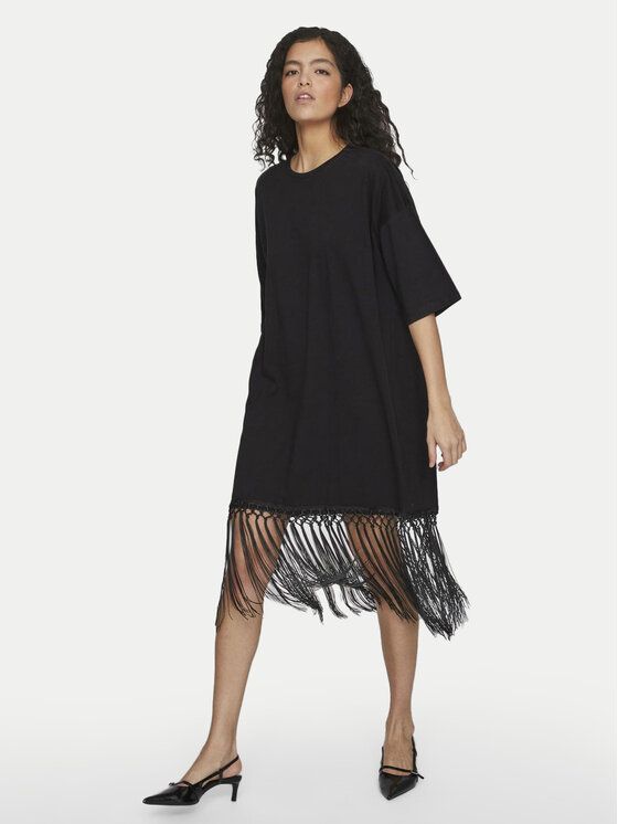 Vila Vila Kleid für den Alltag Kata 14101459 Schwarz Oversize