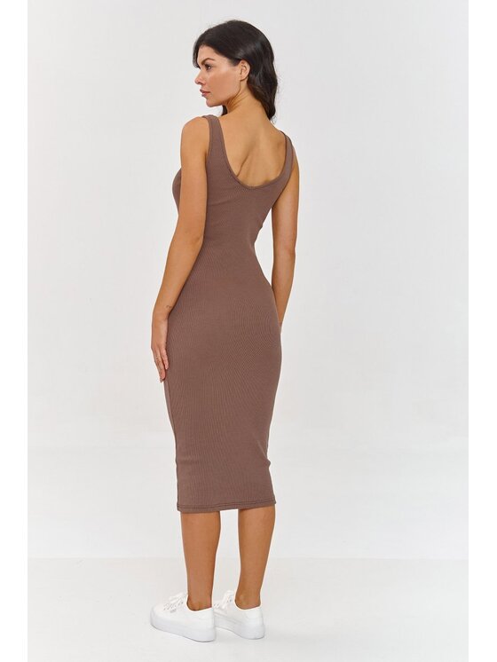 Makadamia Makadamia Komplet bluza i sukienka A10 Brązowy Regular Fit