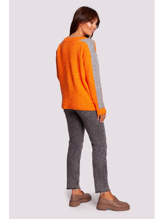 BeWear BeWear Sweter BK093 Pomarańczowy Modern Fit