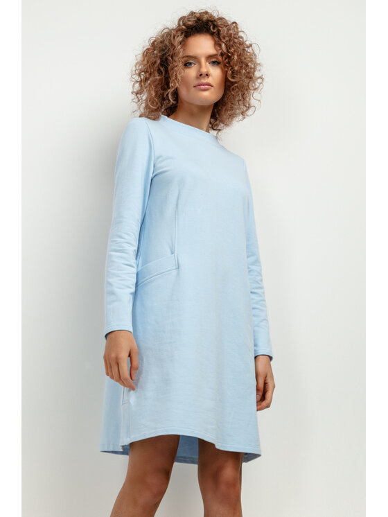 Tessita Tessita Sukienka dzianinowa T412/5/XS-S Niebieski Relaxed Fit