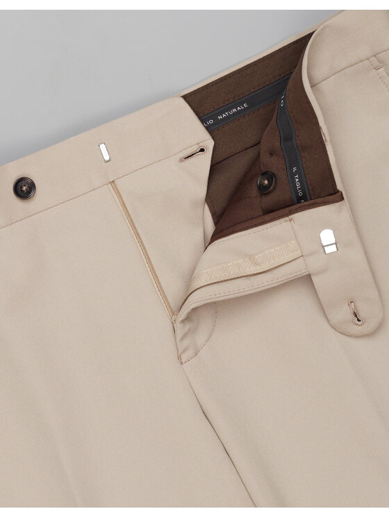 Borgio Borgio Spodnie garniturowe lido_02_bz Beżowy Slim Fit