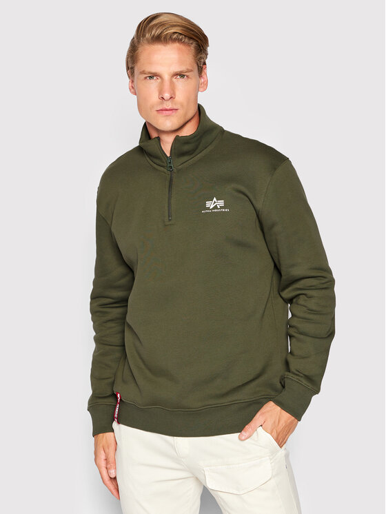 Alpha Industries Majica Dugih Rukava Half Zip 108308 Zelena Regular Fit