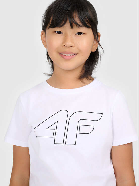 4F 4F T-Shirt BASIC+ Biały Oversize