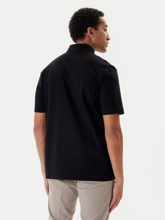 BOSS BOSS Тениска с яка и копчета Parris 50555829 Черен Regular Fit