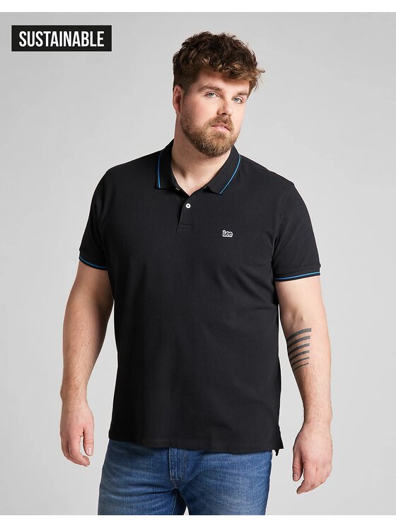 Lee Lee T-Shirt PIQUE POLO Czarny Regular Fit