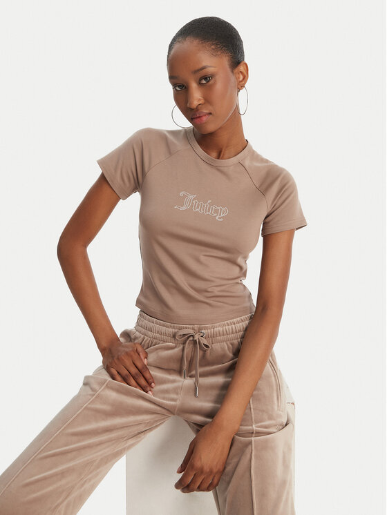 Juicy Couture Juicy Couture T-Shirt Baby JCWCT126317 Béžová Slim Fit