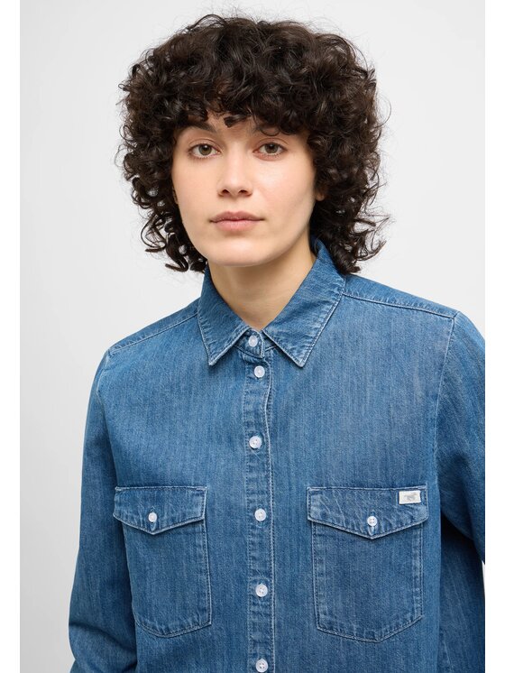 Mustang Mustang Koszula Style Sedana Basic Shirt Niebieski Regular Fit