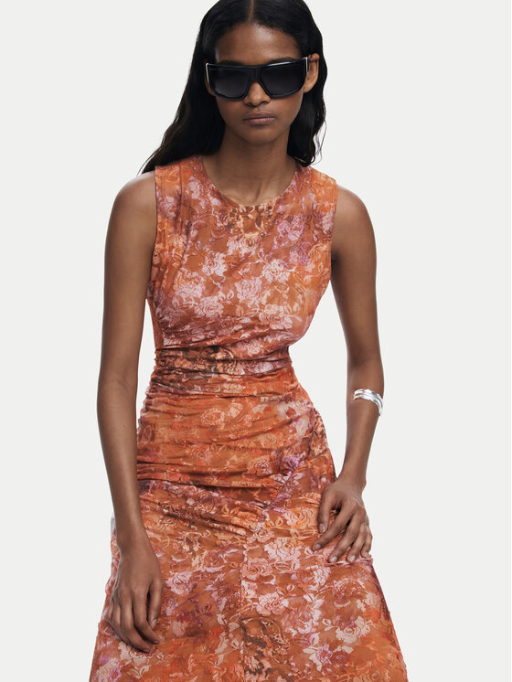 Desigual Desigual Rochie cocktail Lua 25WWVK26 Portocaliu Slim Fit