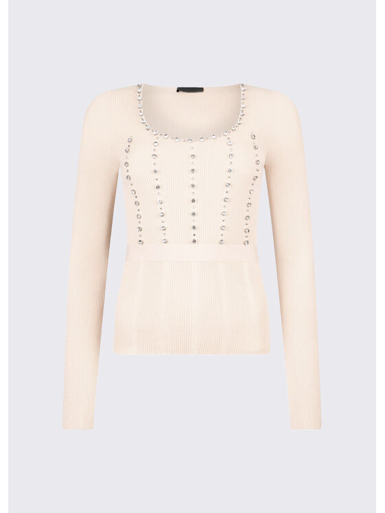 Liu Jo Liu Jo Sweter PA6021MS99EC3908 Biały Slim Fit
