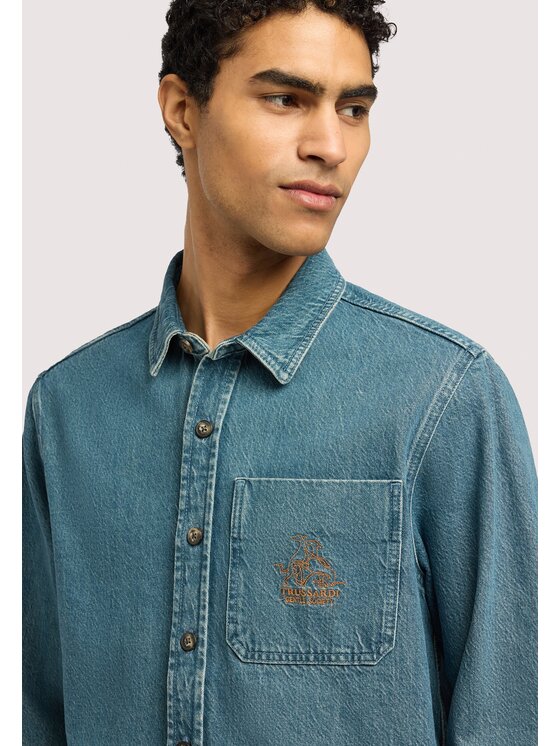 Trussardi Trussardi Koszula 54038100024N0DK Turkusowy Regular Fit