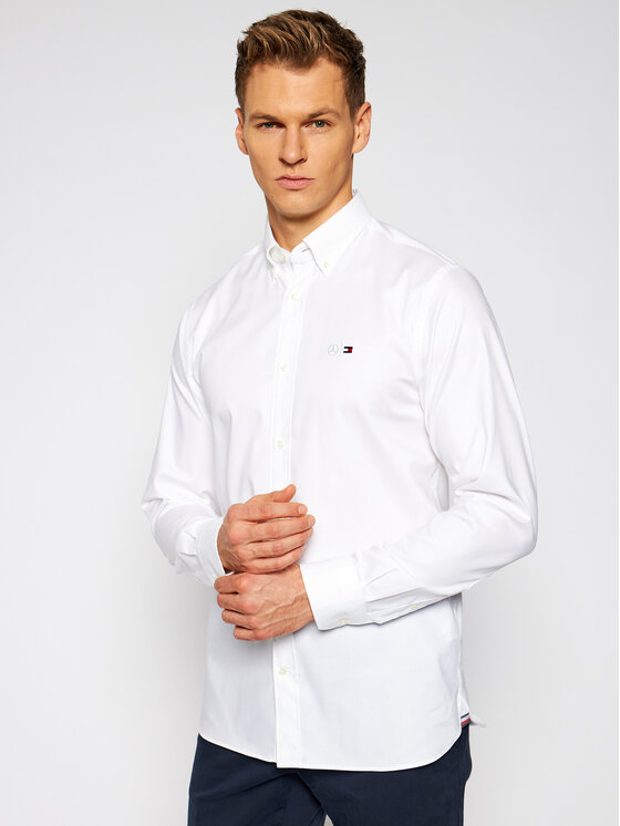 Tommy Hilfiger Tailored Tommy Hilfiger Tailored Риза MERCEDES-BENZ Stretch Oxford TT0TT08304 Бял Regular Fit