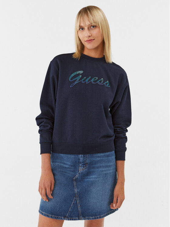 Guess Guess Džemperis W3BQ12 KBKM0 Tamsiai mėlyna Regular Fit