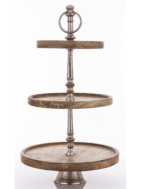 MIAhome MIAhome Patera drewniana 3 poziomy 54x30x30 cm CAKE - I Brązowy