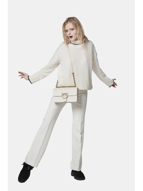 PINKO PINKO Kalhoty z materiálu Pita Bílá Regular Fit